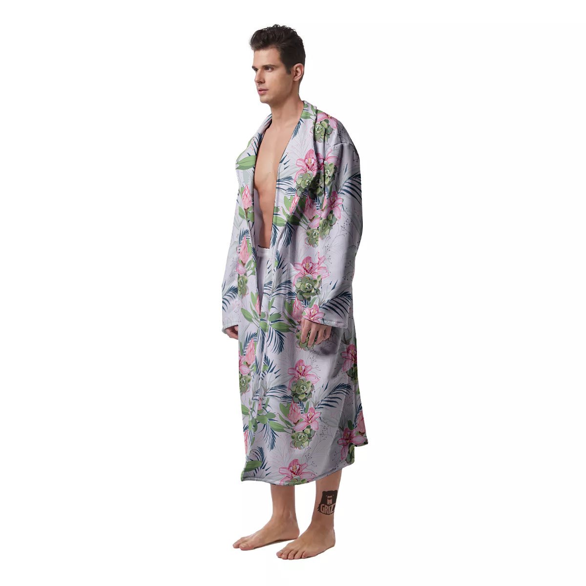 Protea Pink Print Pattern Men's Robe-grizzshop