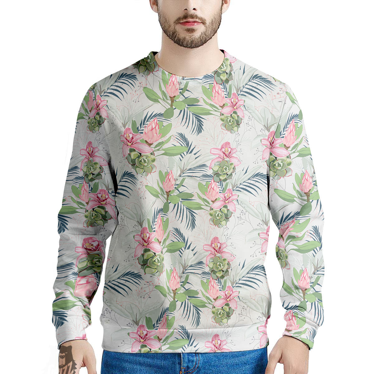 Protea Pink Print Pattern Men's Sweatshirt-grizzshop