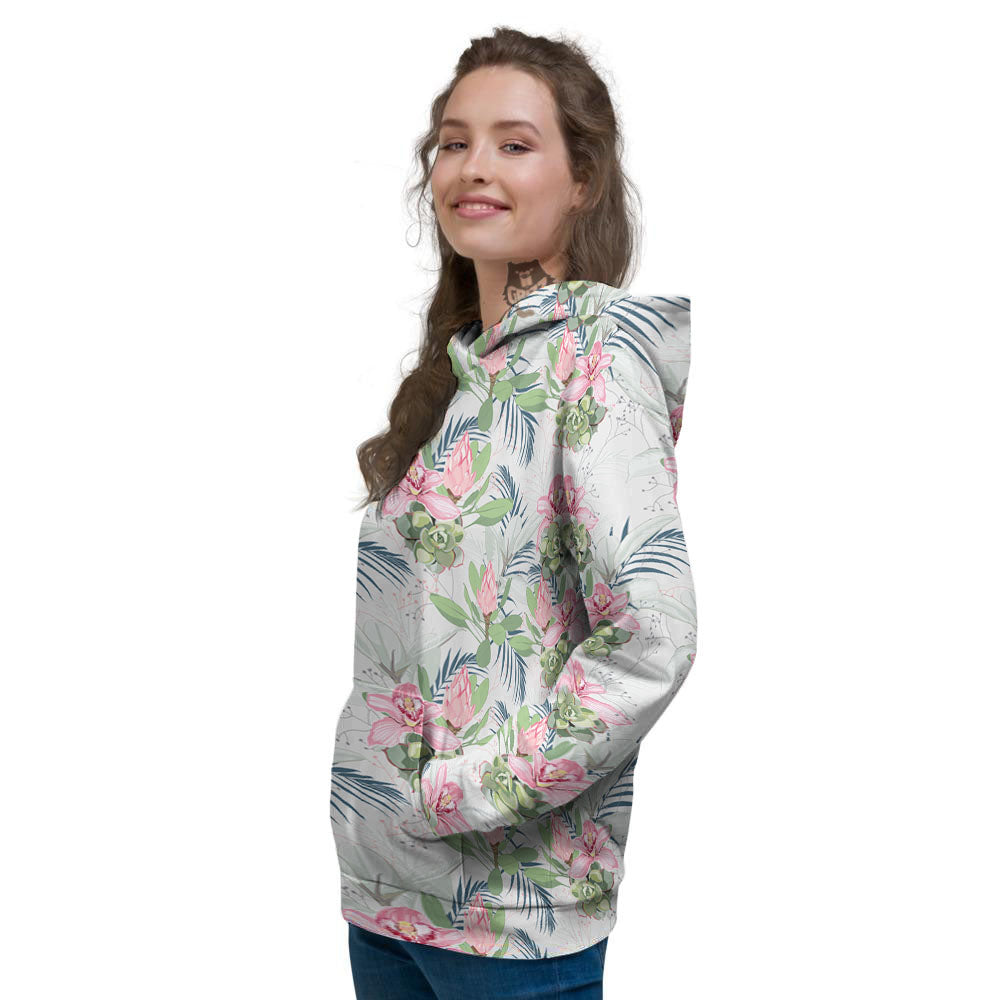 Protea Pink Print Pattern Women's Hoodie-grizzshop