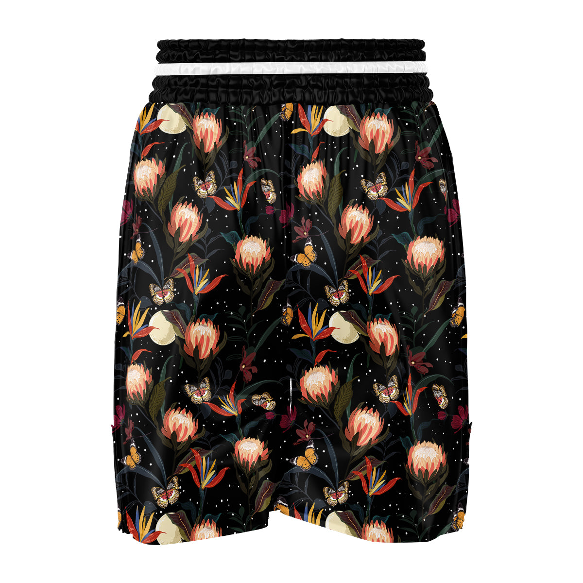 Protea Watercolor Print Pattern Boxing Shorts-grizzshop