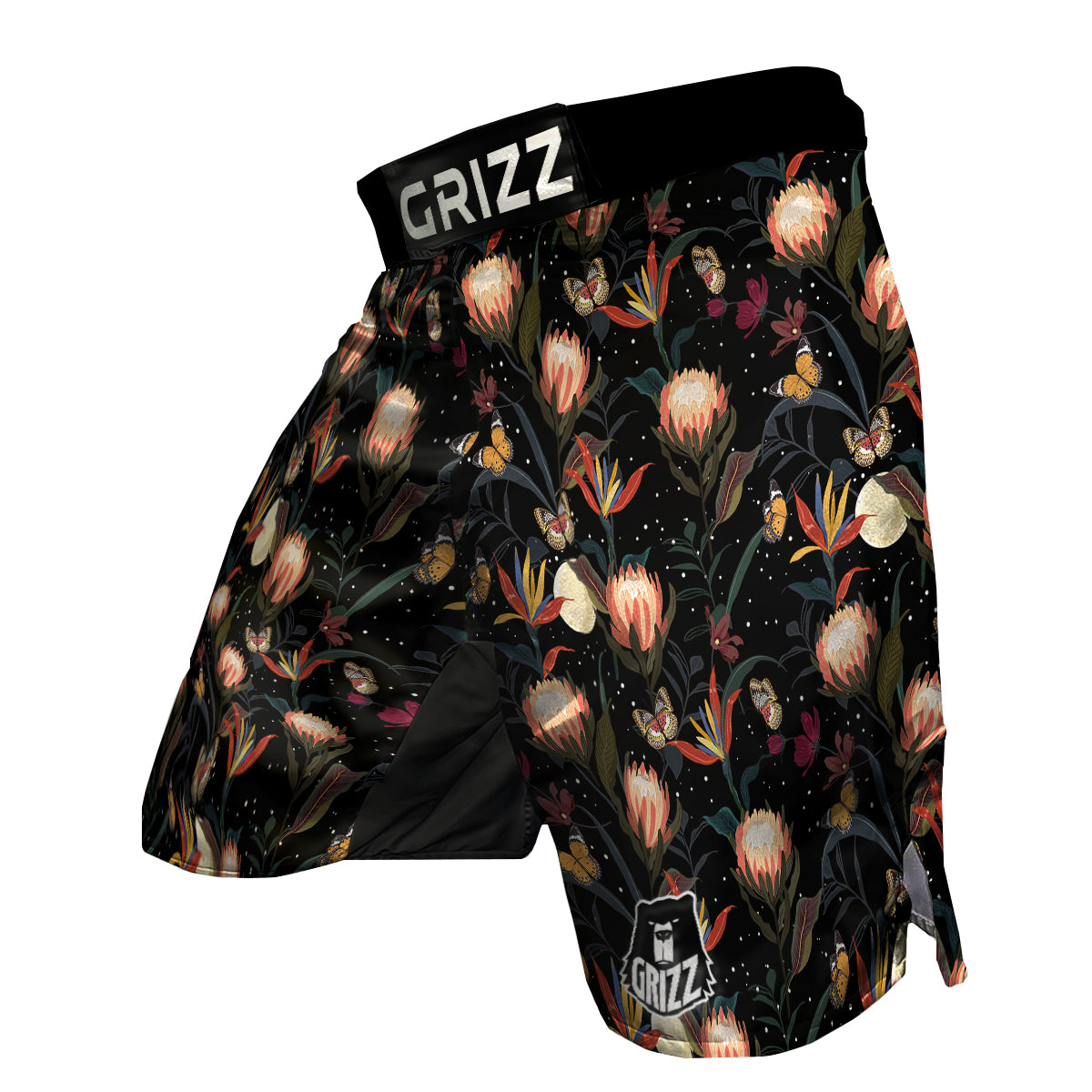 Protea Watercolor Print Pattern MMA Shorts-grizzshop