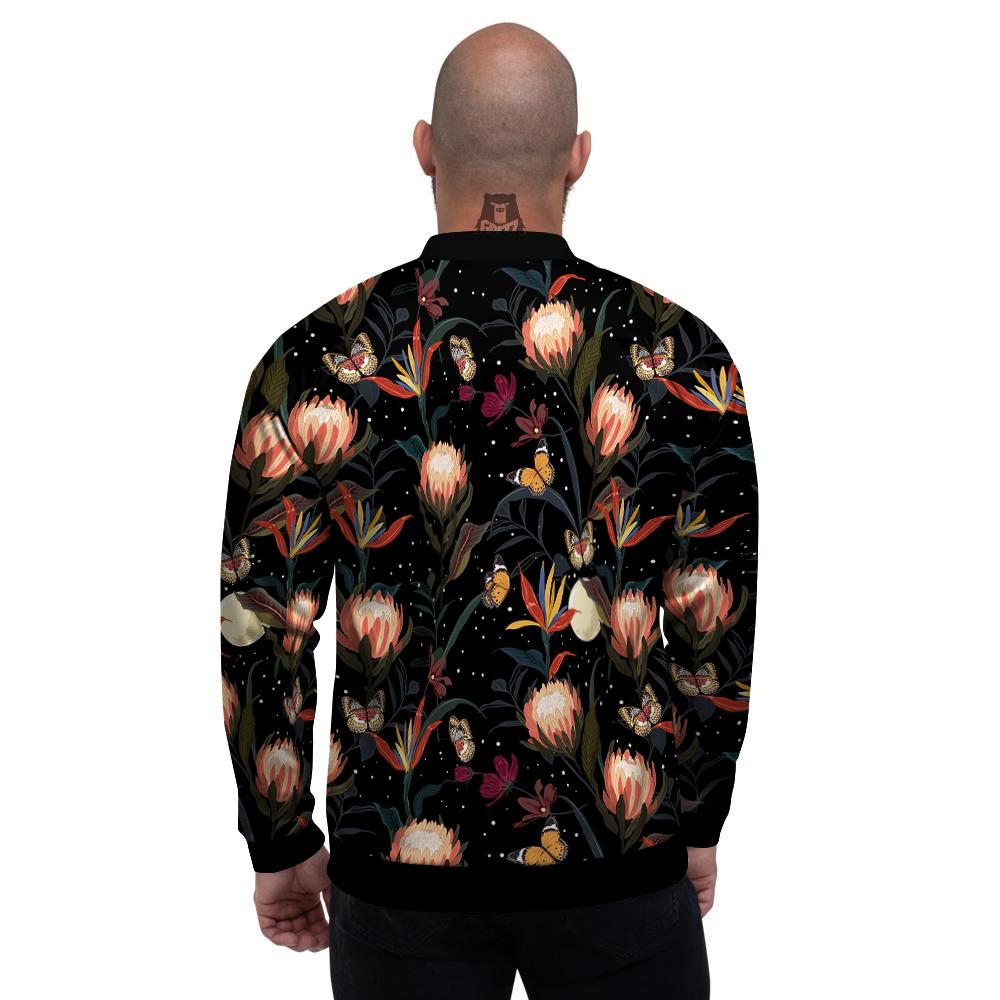 Protea Watercolor Print Pattern Men's Bomber Jacket-grizzshop