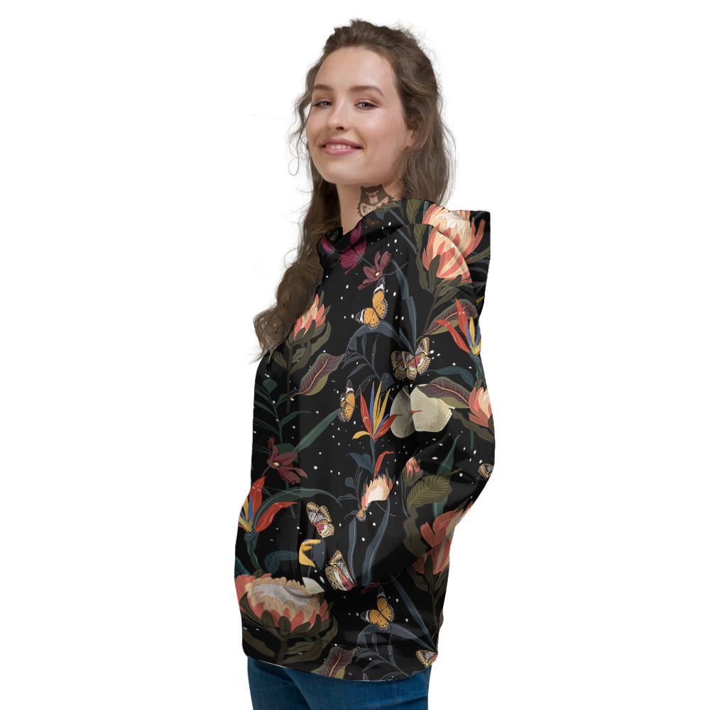 Protea Watercolor Print Pattern Women's Hoodie-grizzshop
