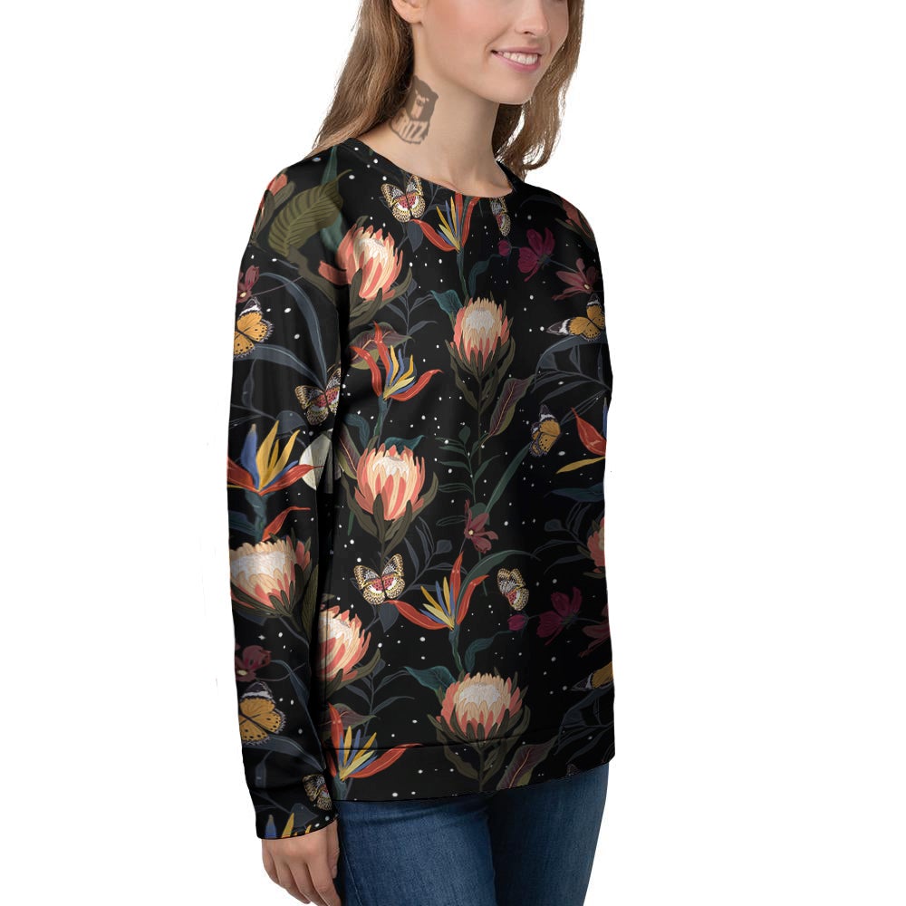 Protea Watercolor Print Pattern Women's Sweatshirt-grizzshop