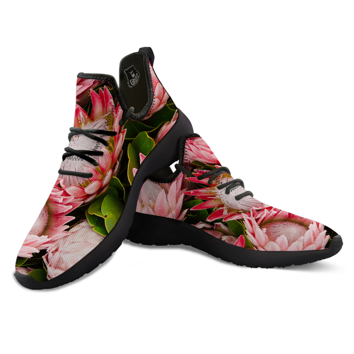 Proteas Bunches Print Black Athletic Shoes-grizzshop