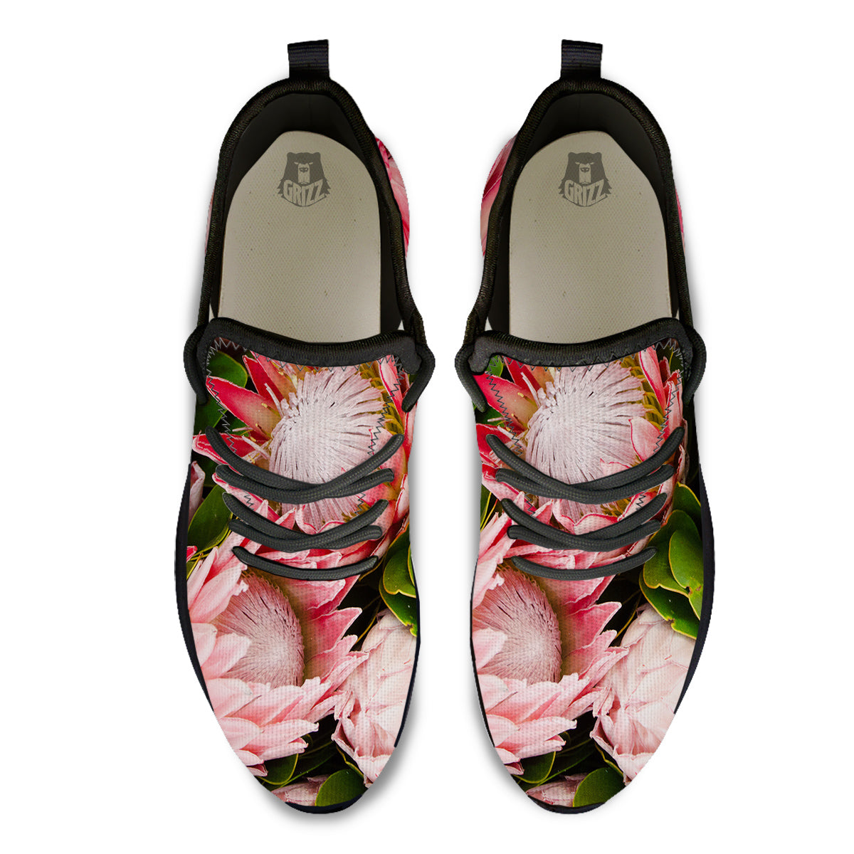 Proteas Bunches Print Black Athletic Shoes-grizzshop