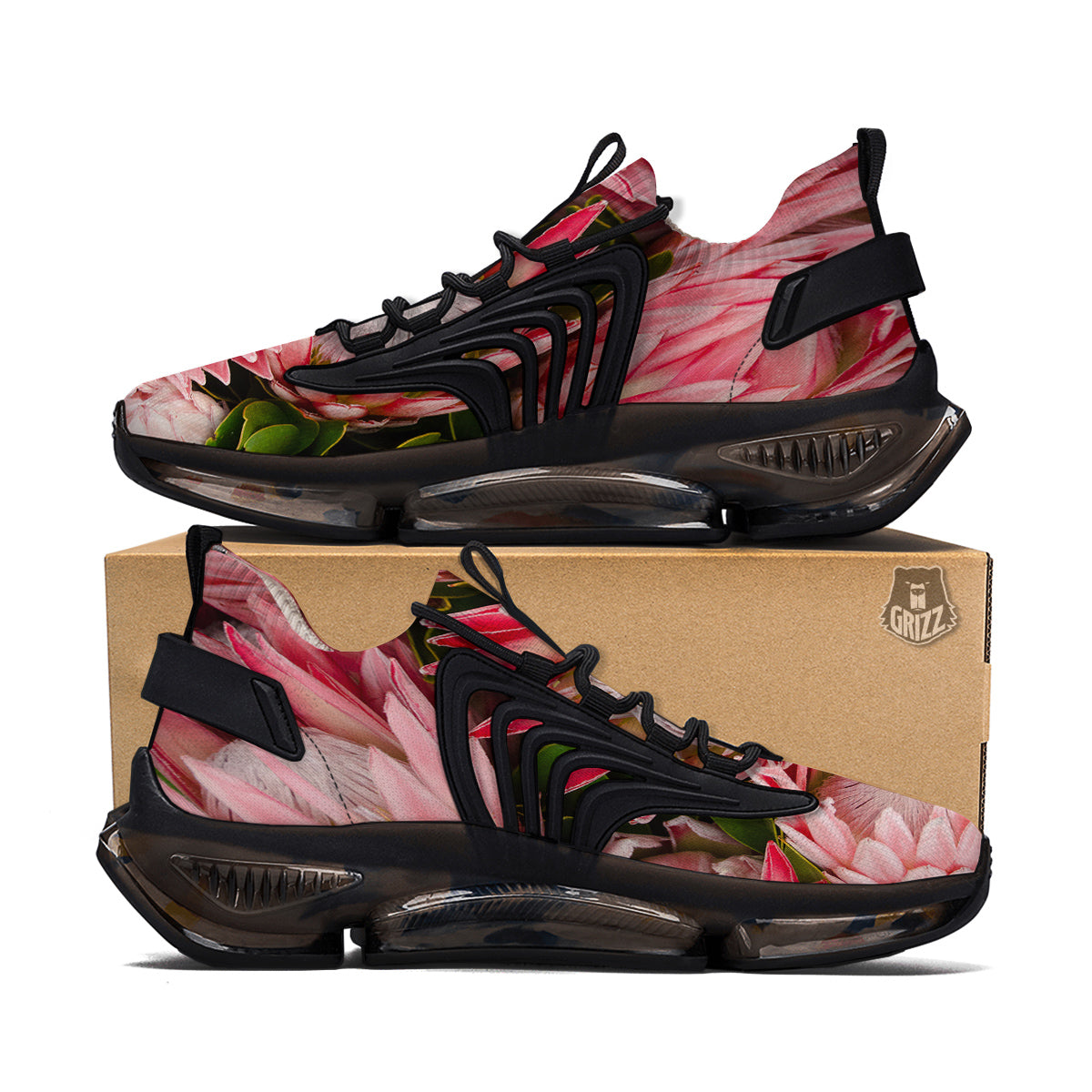 Proteas Bunches Print Black Gym Shoes-grizzshop