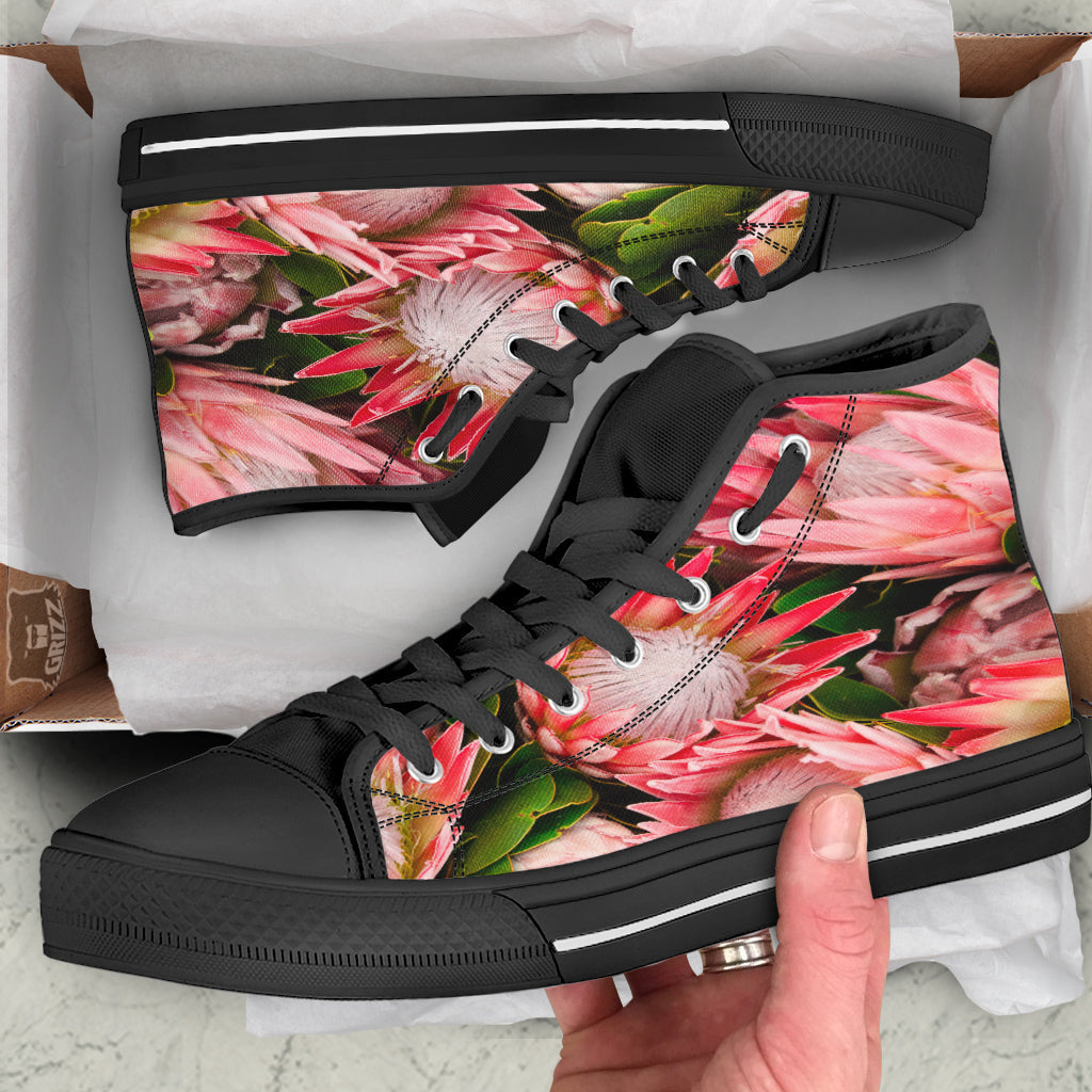 Proteas Bunches Print Black High Top Shoes-grizzshop