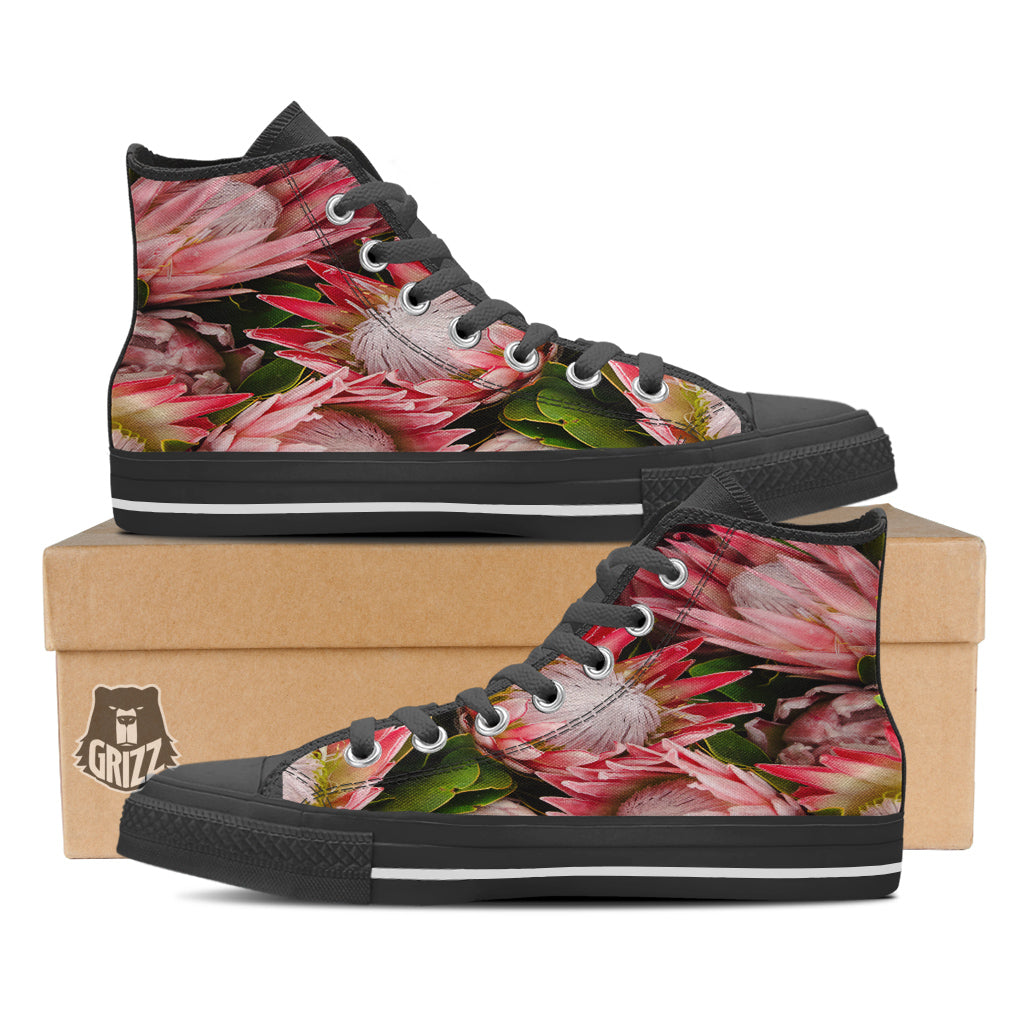 Proteas Bunches Print Black High Top Shoes-grizzshop