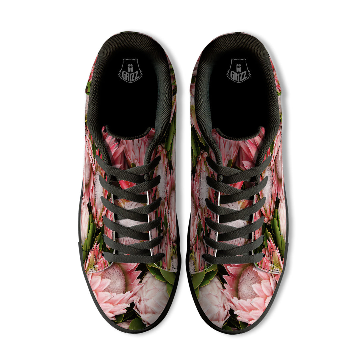 Proteas Bunches Print Black Low Top Sneakers-grizzshop