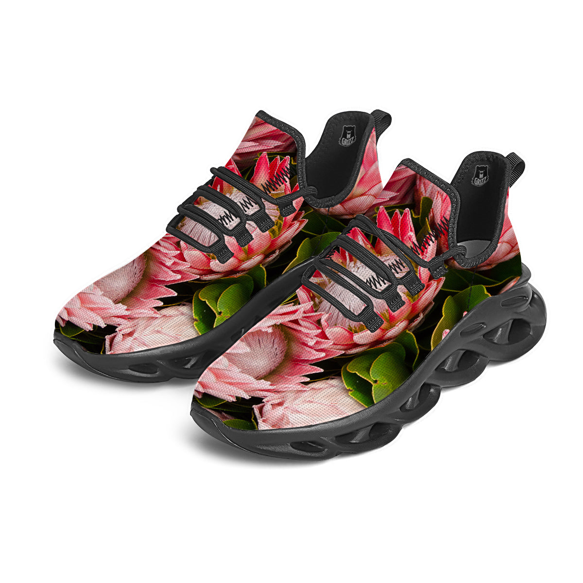 Proteas Bunches Print Black Running Shoes-grizzshop