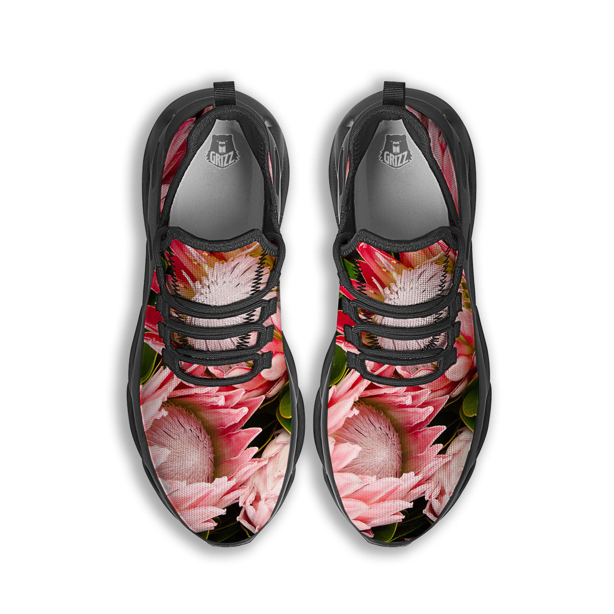 Proteas Bunches Print Black Running Shoes-grizzshop