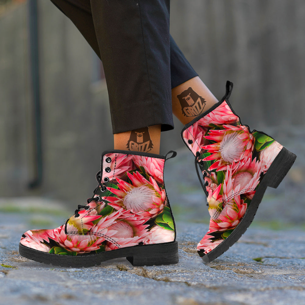 Proteas Bunches Print Leather Boots-grizzshop