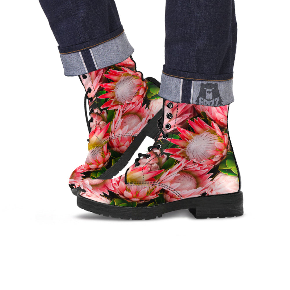 Proteas Bunches Print Leather Boots-grizzshop