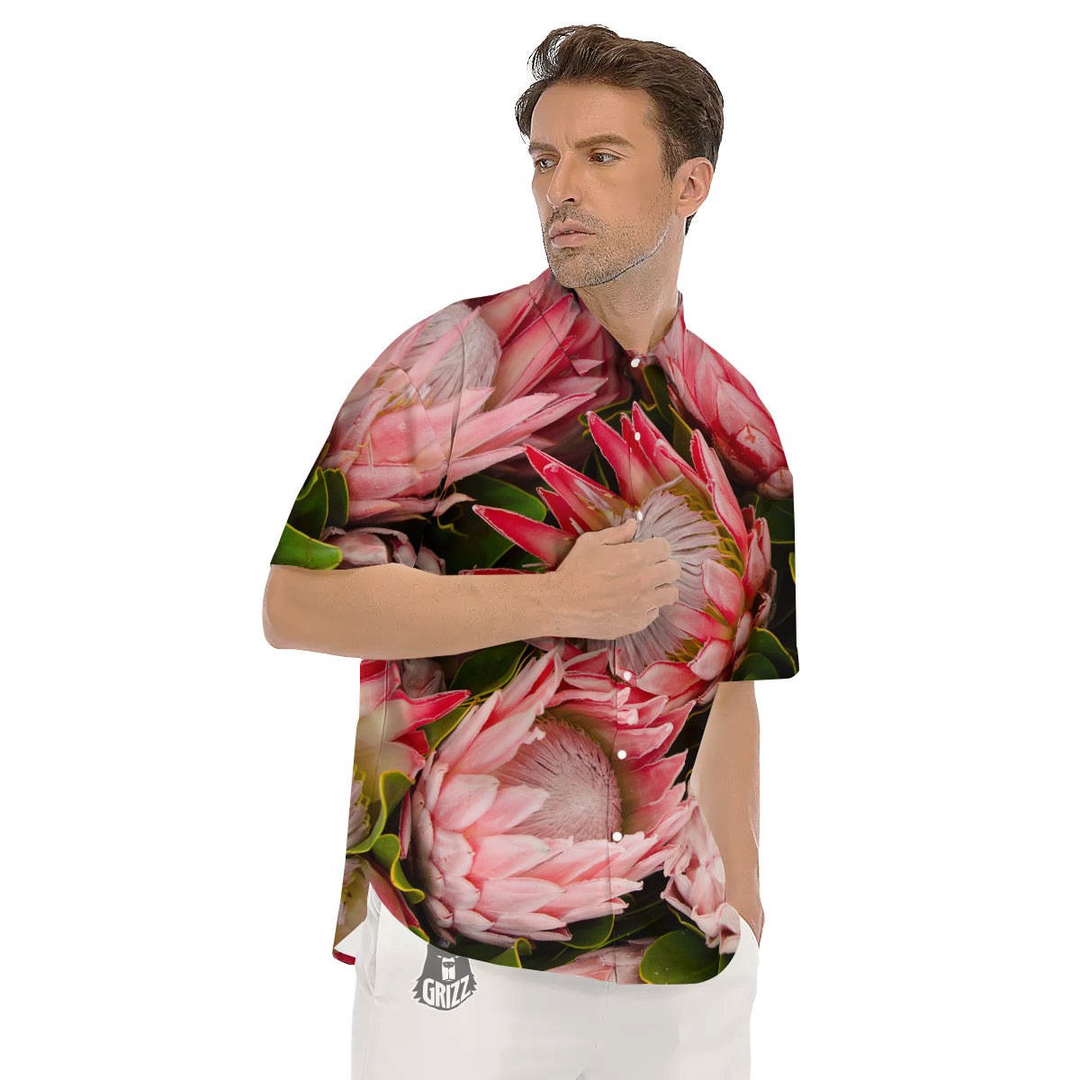 Proteas Bunches Print Men's Short Sleeve Shirts-grizzshop
