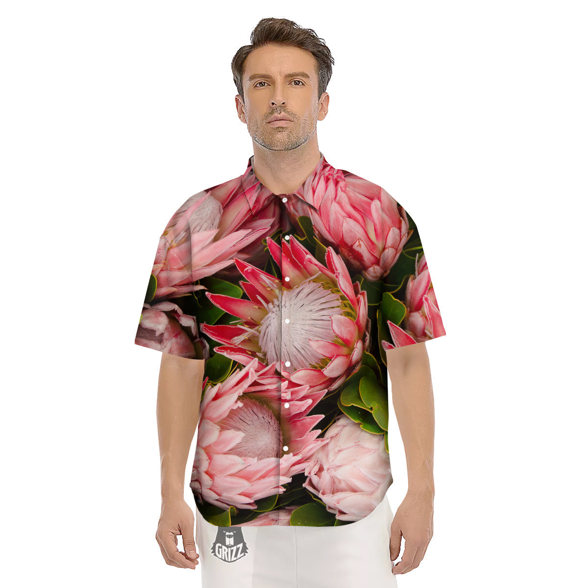 Proteas Bunches Print Men's Short Sleeve Shirts-grizzshop