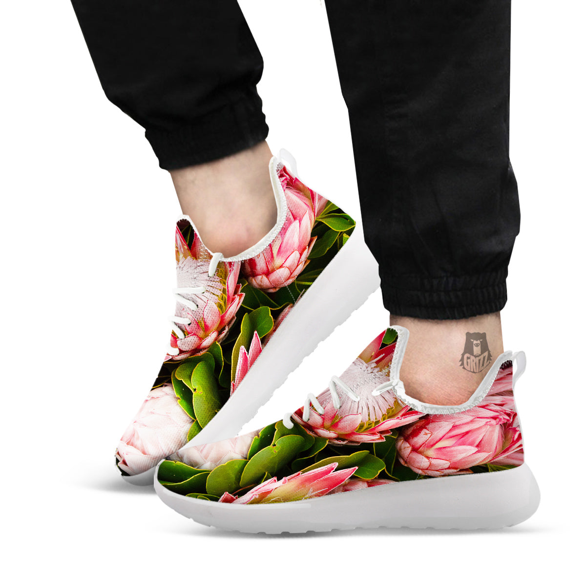 Proteas Bunches Print White Athletic Shoes-grizzshop