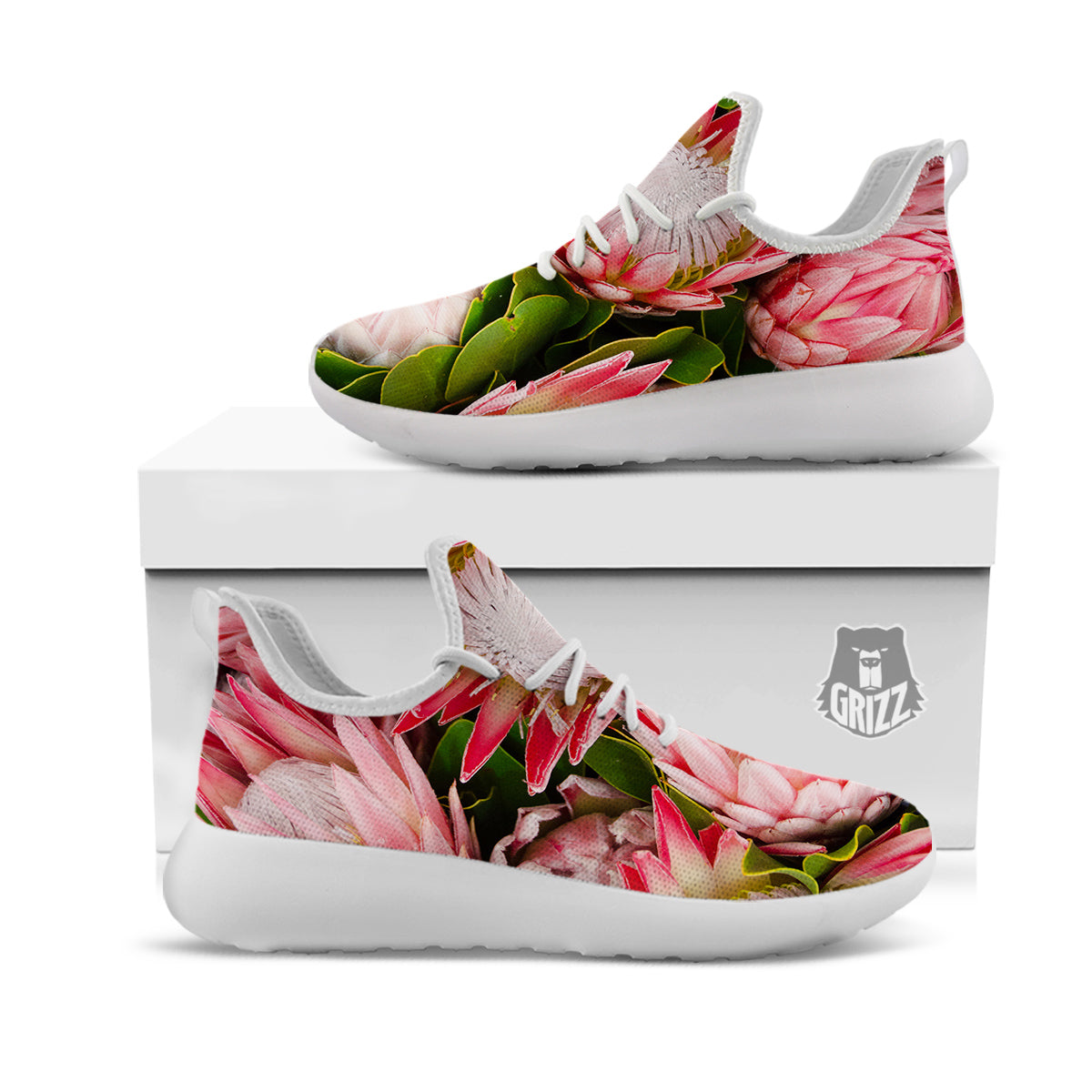 Proteas Bunches Print White Athletic Shoes-grizzshop