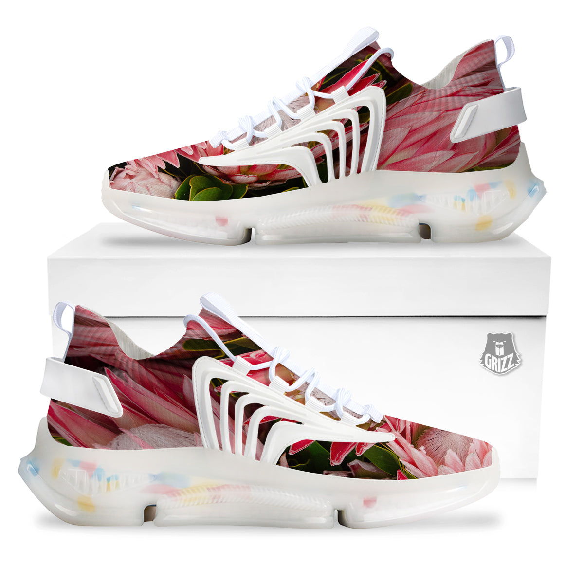 Proteas Bunches Print White Gym Shoes-grizzshop