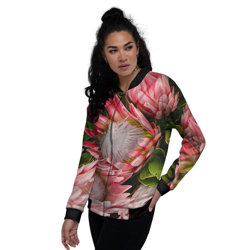 Proteas Bunches Print Women's Bomber Jacket-grizzshop