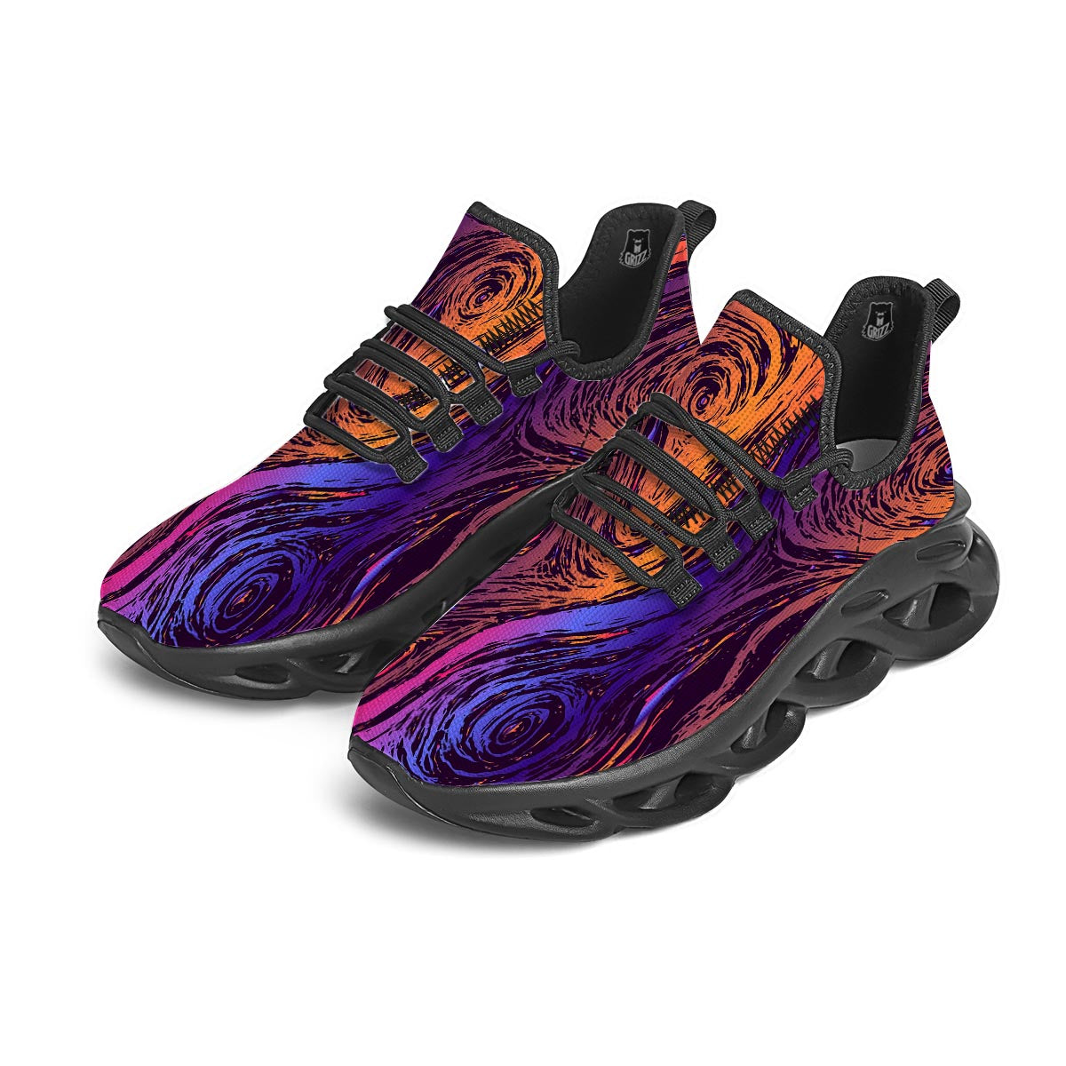 Psychedelic Abstract Black Running Shoes-grizzshop