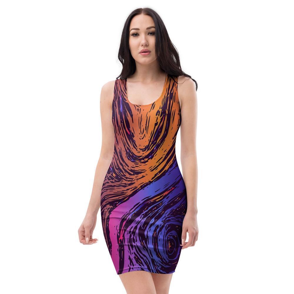 Psychedelic Abstract Bodycon Dress-grizzshop