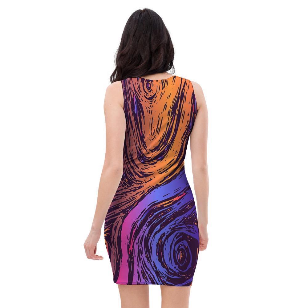 Psychedelic Abstract Bodycon Dress-grizzshop