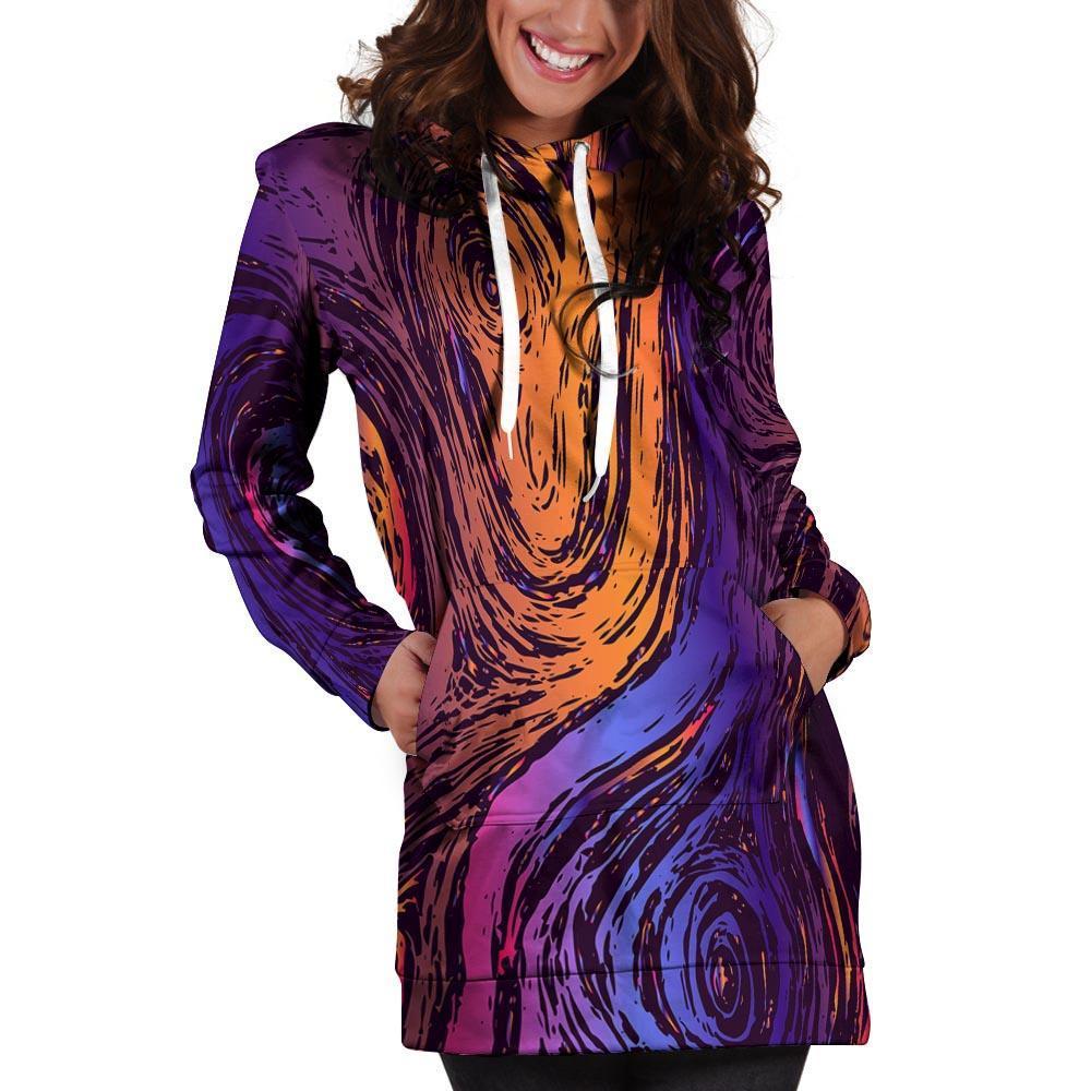 Psychedelic Abstract Hoodie Dress-grizzshop