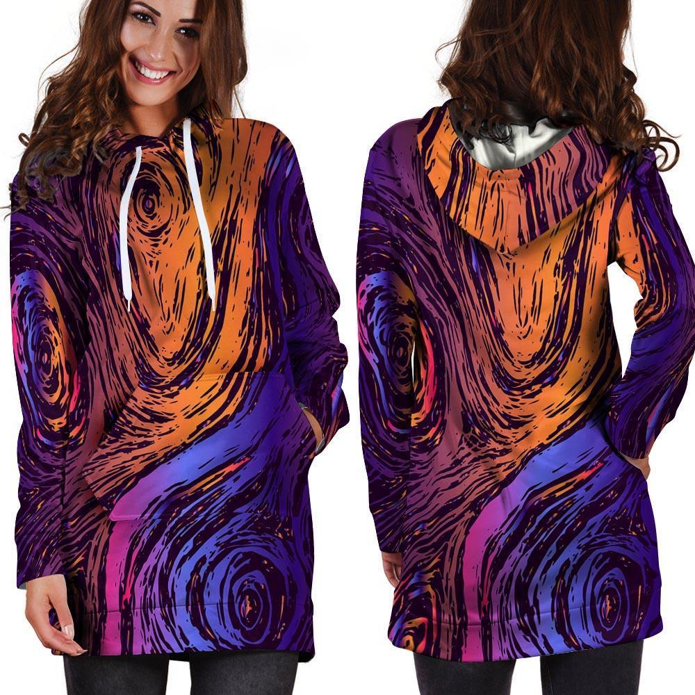 Psychedelic Abstract Hoodie Dress-grizzshop