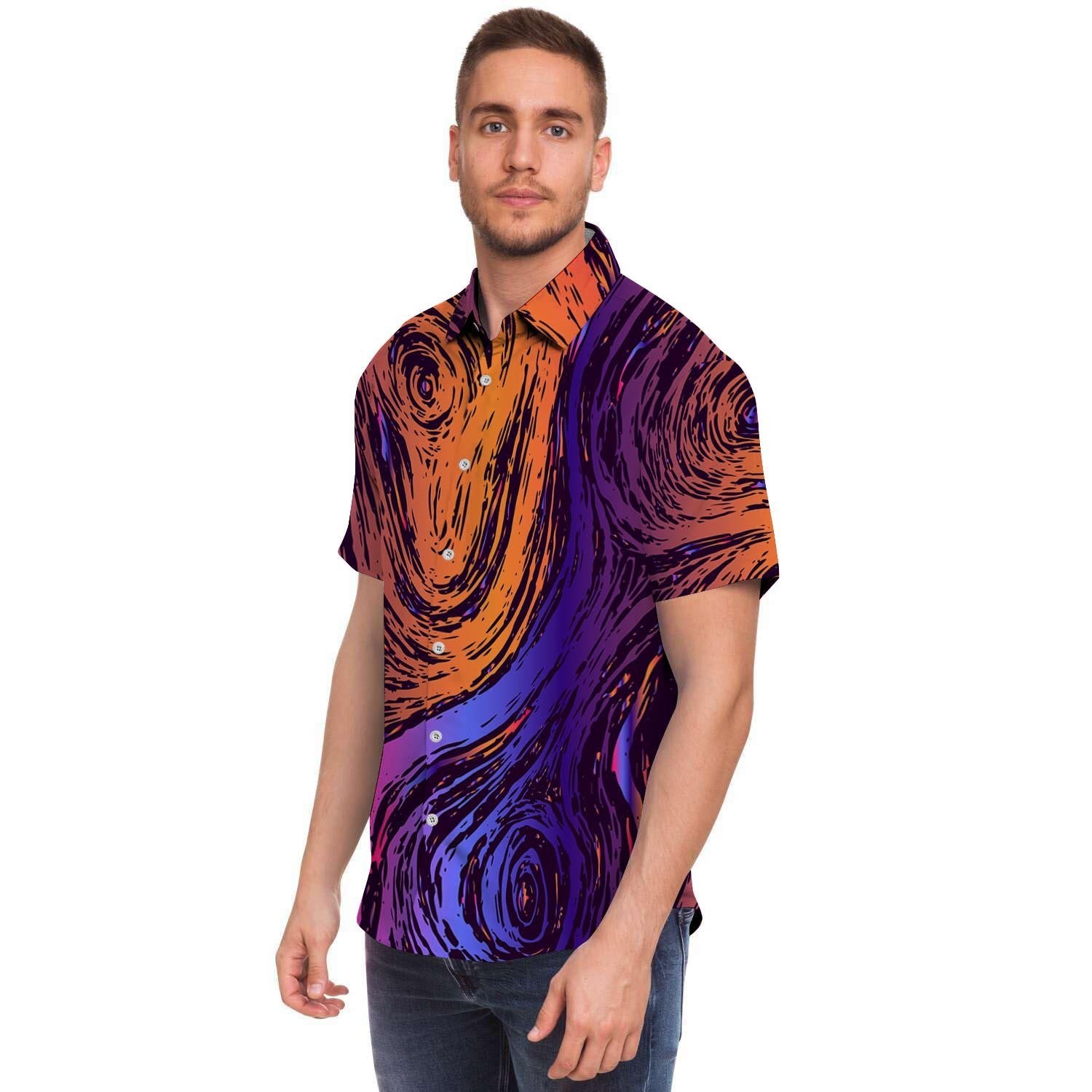 Psychedelic Abstract Men's Short Sleeve Shirt-grizzshop