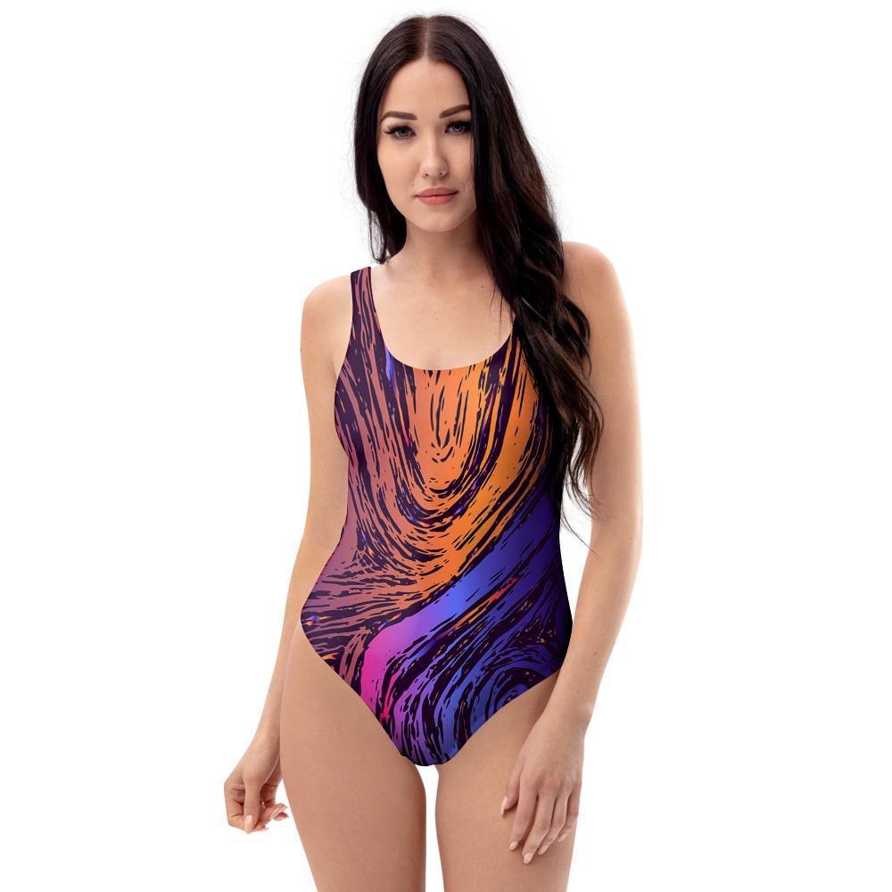 Psychedelic Abstract One Piece Swimsuite-grizzshop