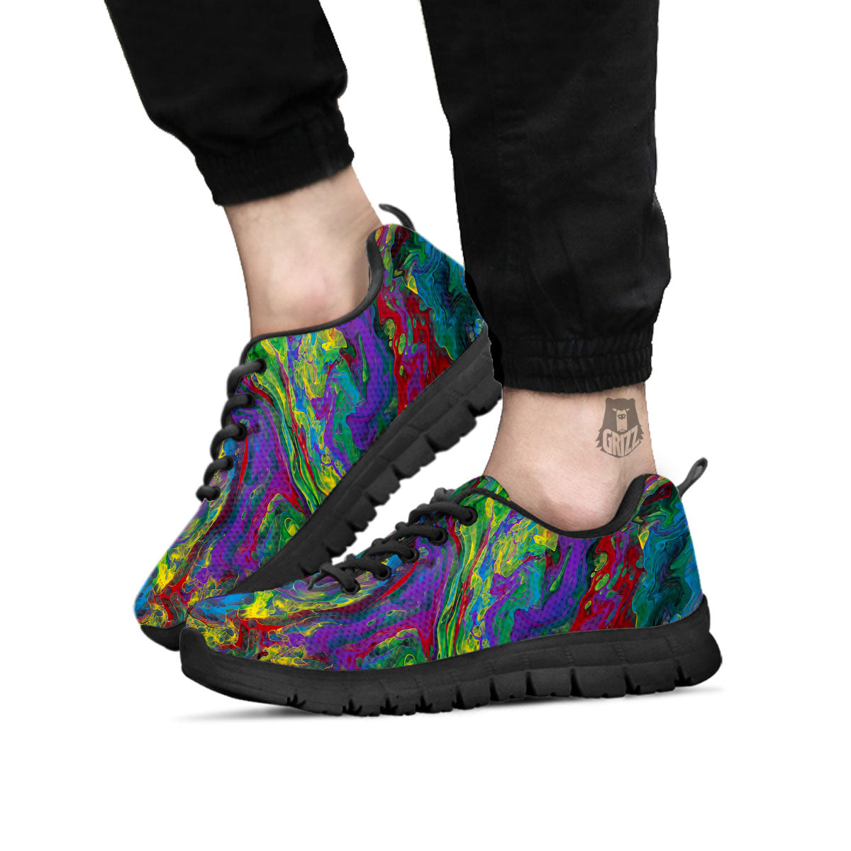 Psychedelic Abstract Print Black Sneaker-grizzshop