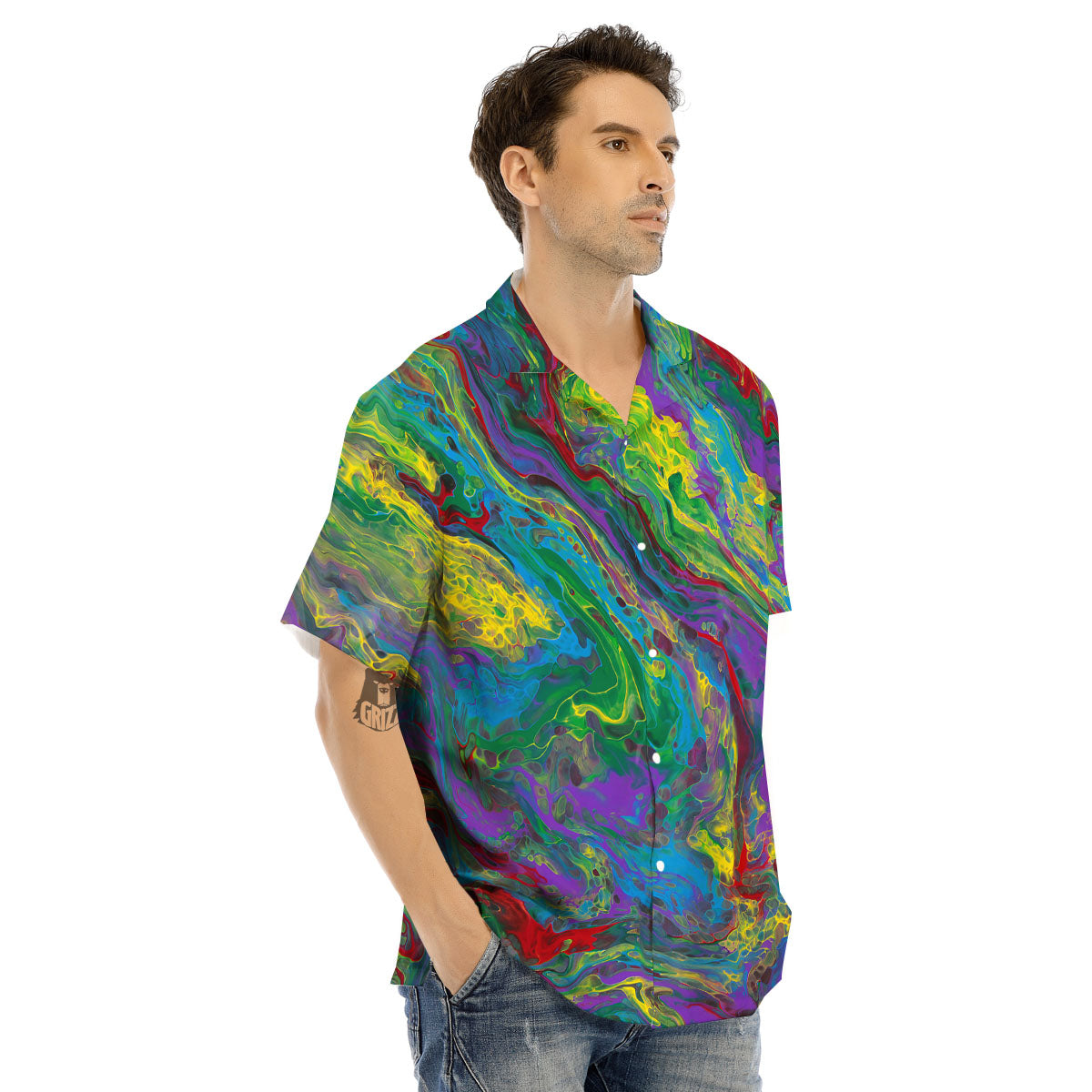 Psychedelic Abstract Print Men's Hawaiian Shirt-grizzshop