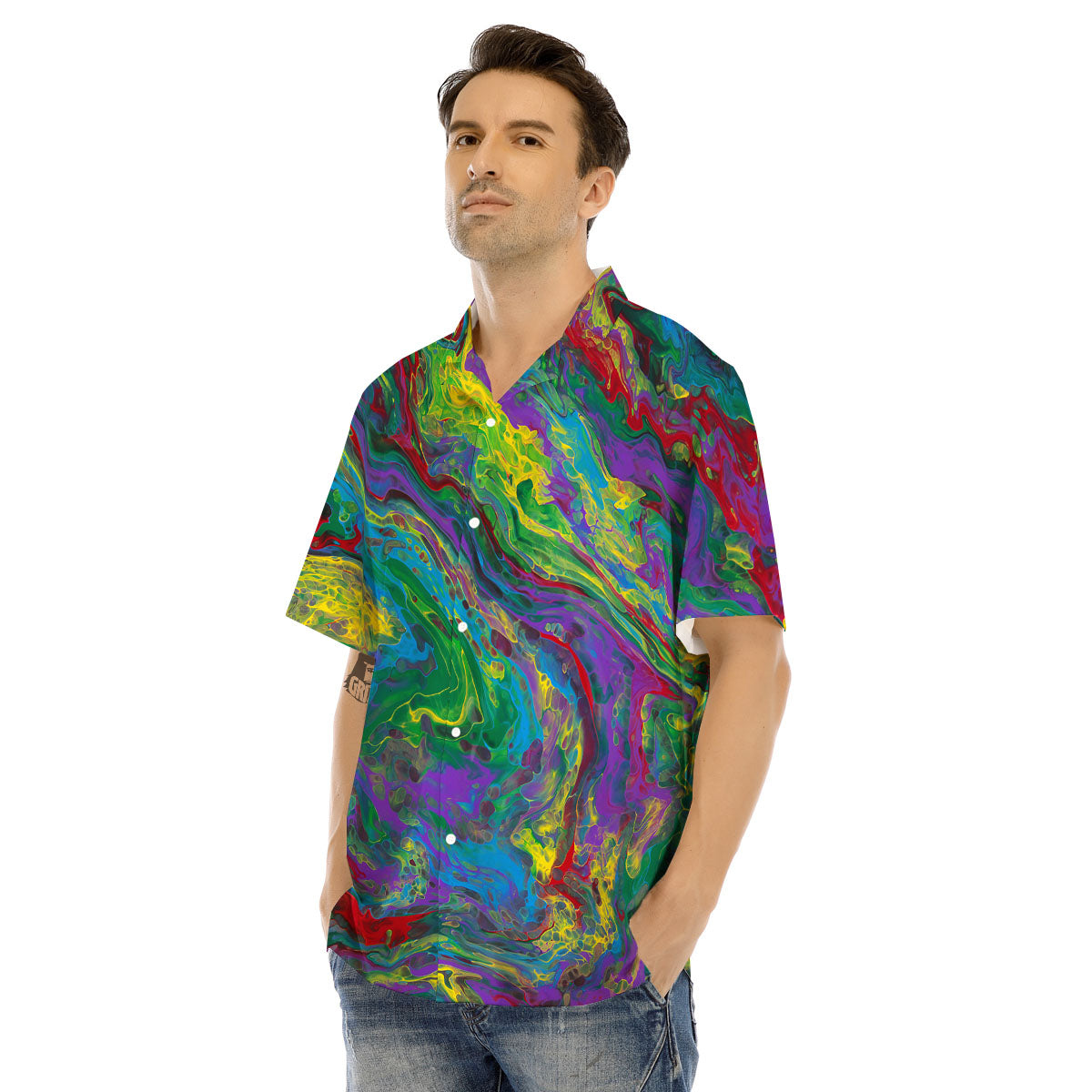 Psychedelic Abstract Print Men's Hawaiian Shirt-grizzshop