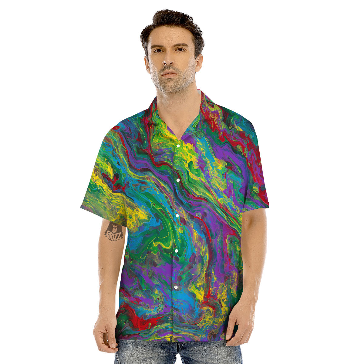 Psychedelic Abstract Print Men's Hawaiian Shirt-grizzshop