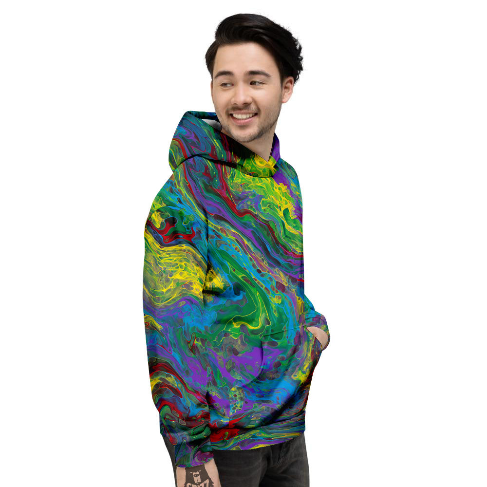 Psychedelic Abstract Print Men's Hoodie-grizzshop
