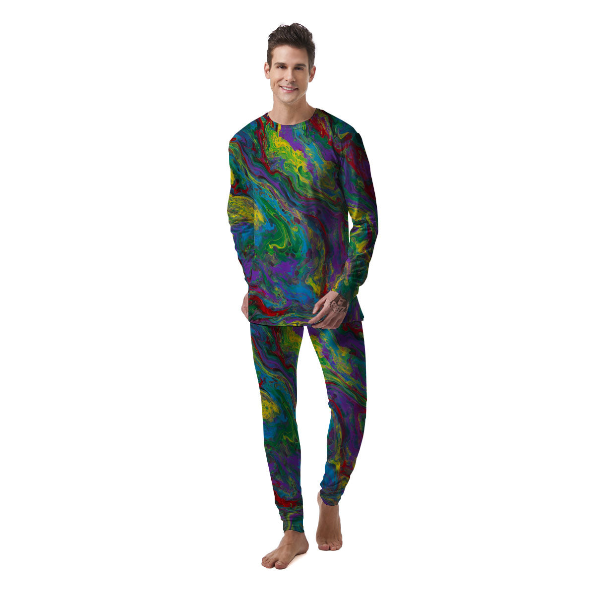 Psychedelic Abstract Print Men's Pajamas-grizzshop