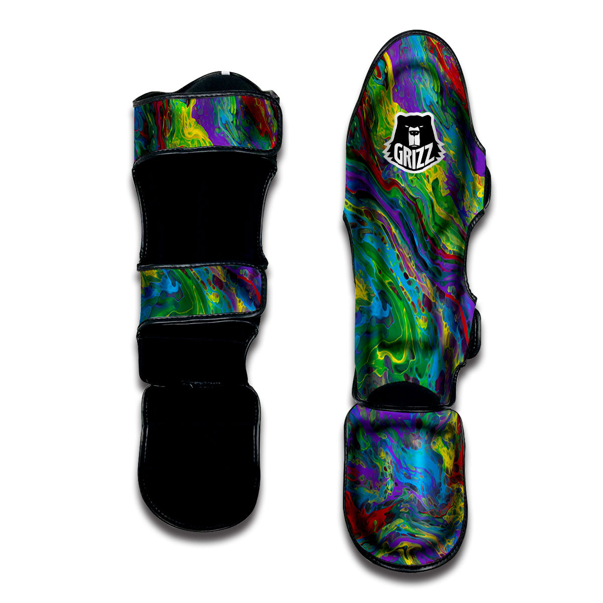 Psychedelic Abstract Print Muay Thai Shin Guards-grizzshop