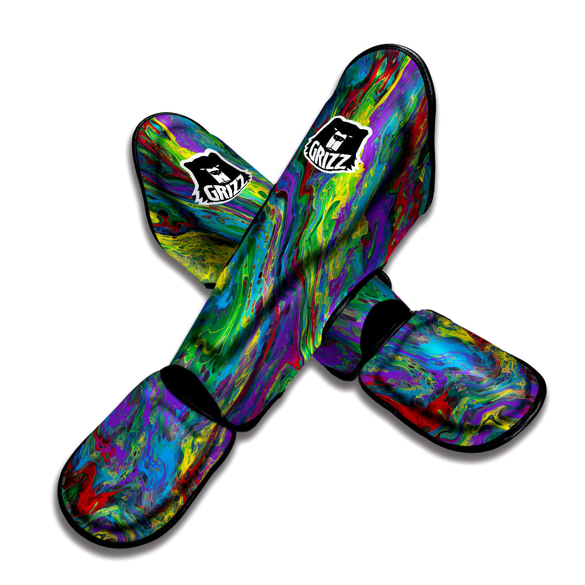 Psychedelic Abstract Print Muay Thai Shin Guards-grizzshop
