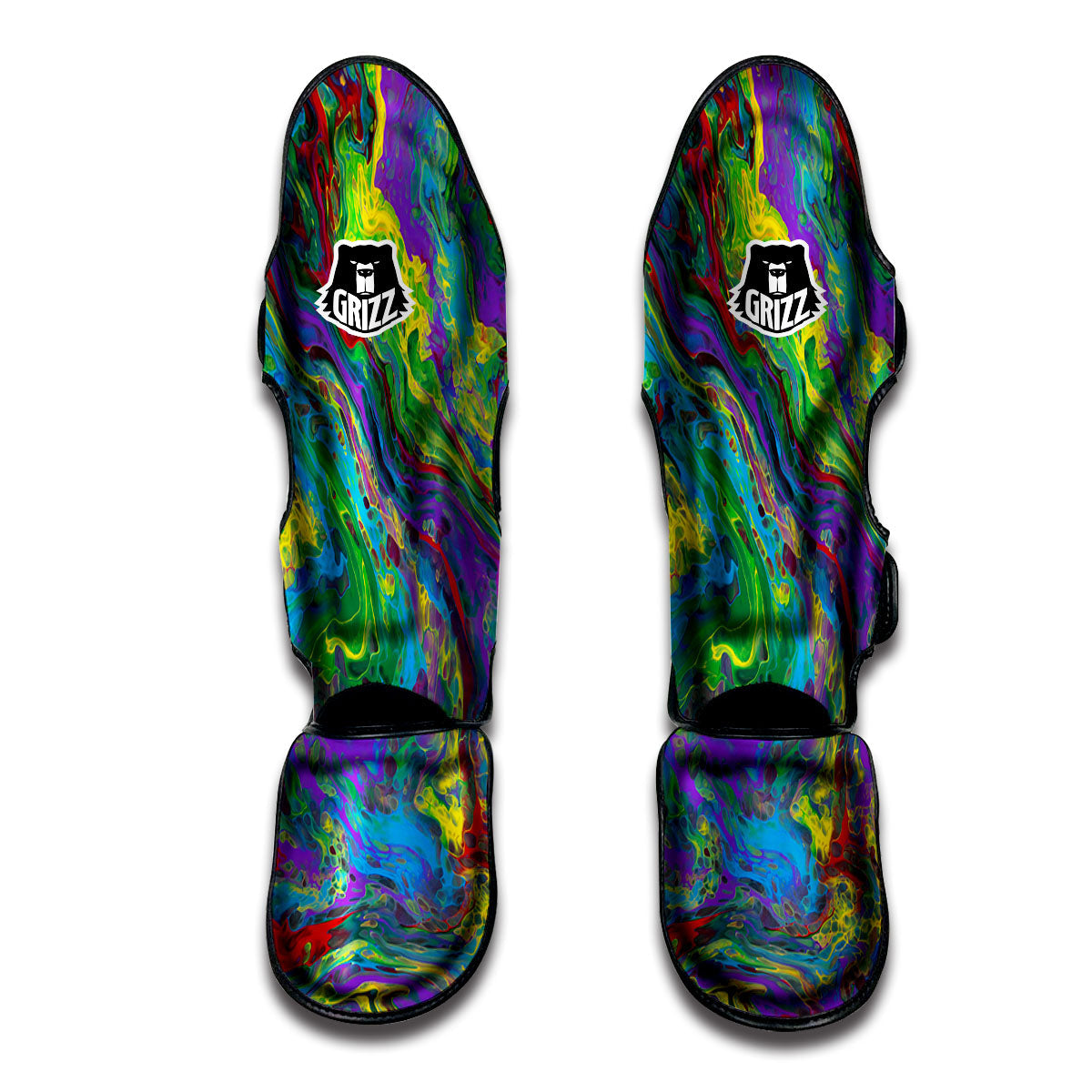 Psychedelic Abstract Print Muay Thai Shin Guards-grizzshop