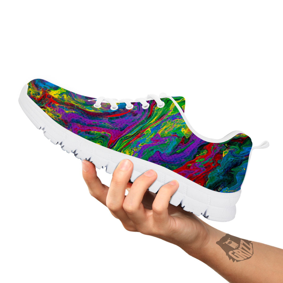 Psychedelic Abstract Print White Sneaker-grizzshop
