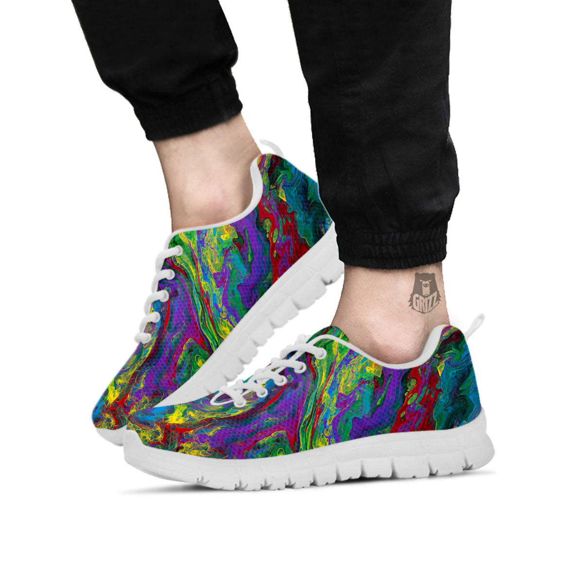 Psychedelic Abstract Print White Sneaker-grizzshop