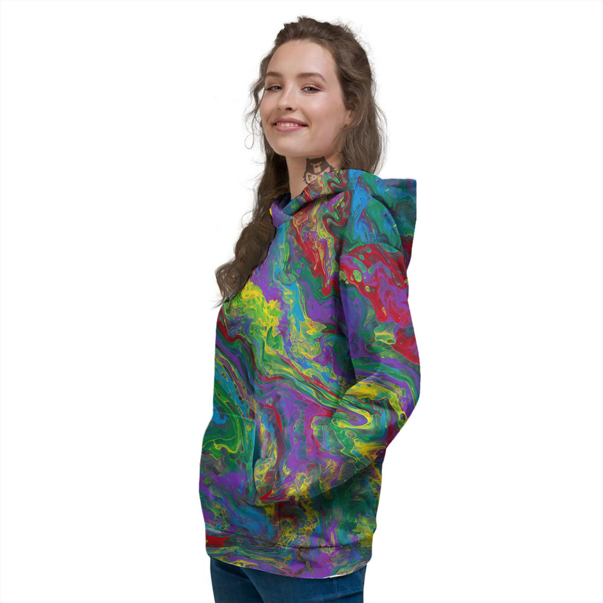 Psychedelic Abstract Print Women's Hoodie-grizzshop