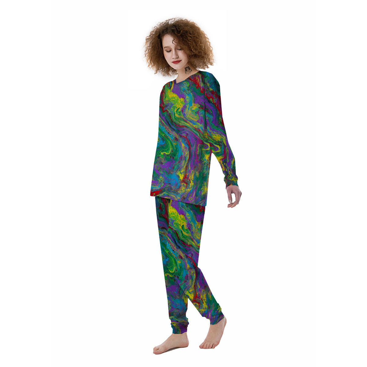 Psychedelic Abstract Print Women's Pajamas-grizzshop