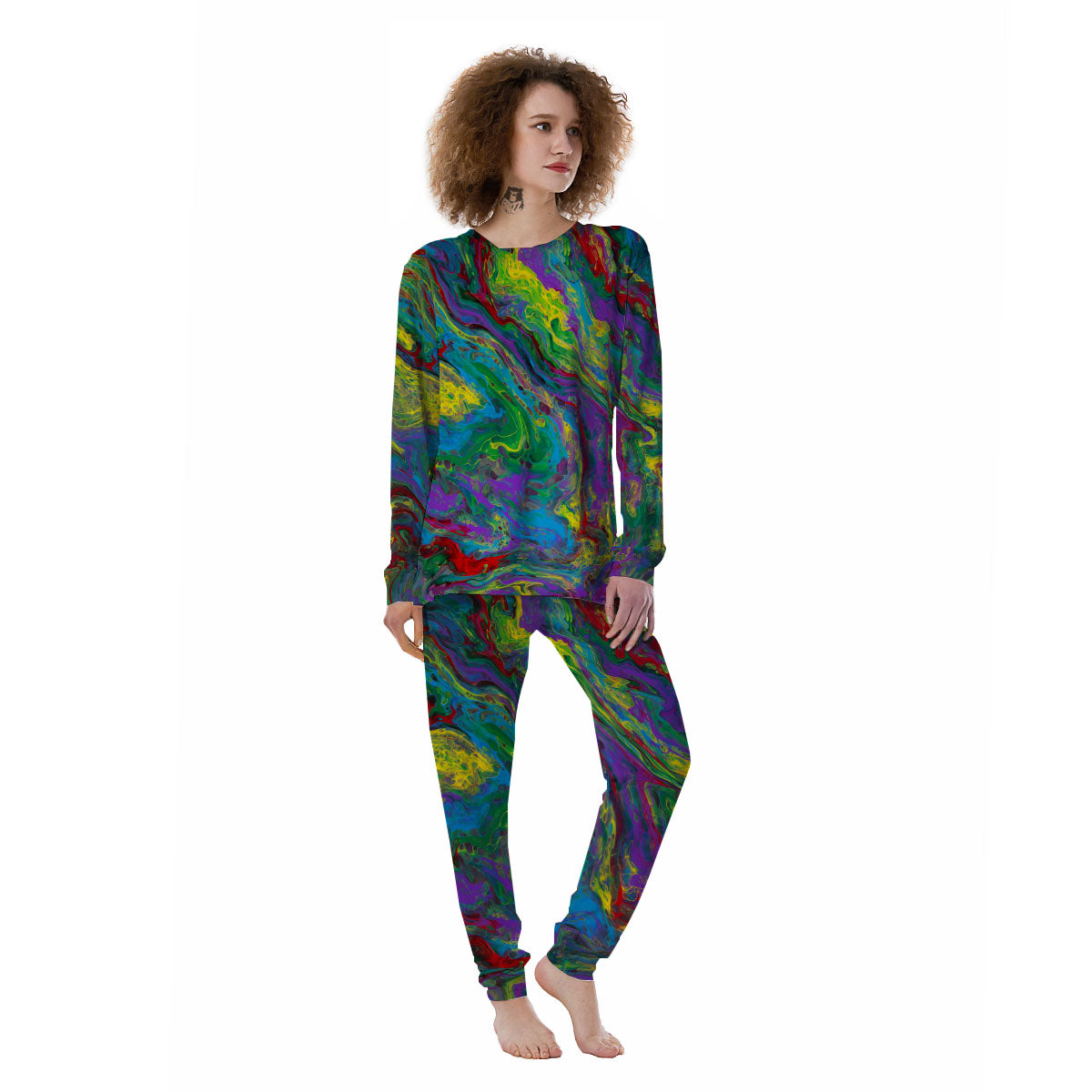 Psychedelic Abstract Print Women's Pajamas-grizzshop