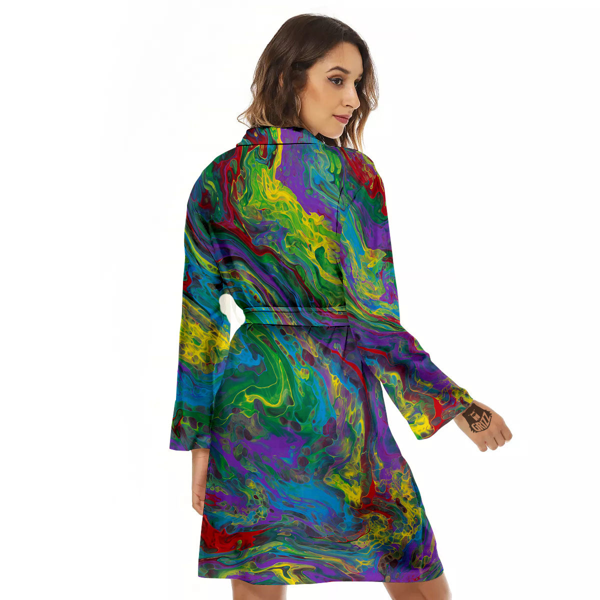 Psychedelic Abstract Print Women's Robe-grizzshop