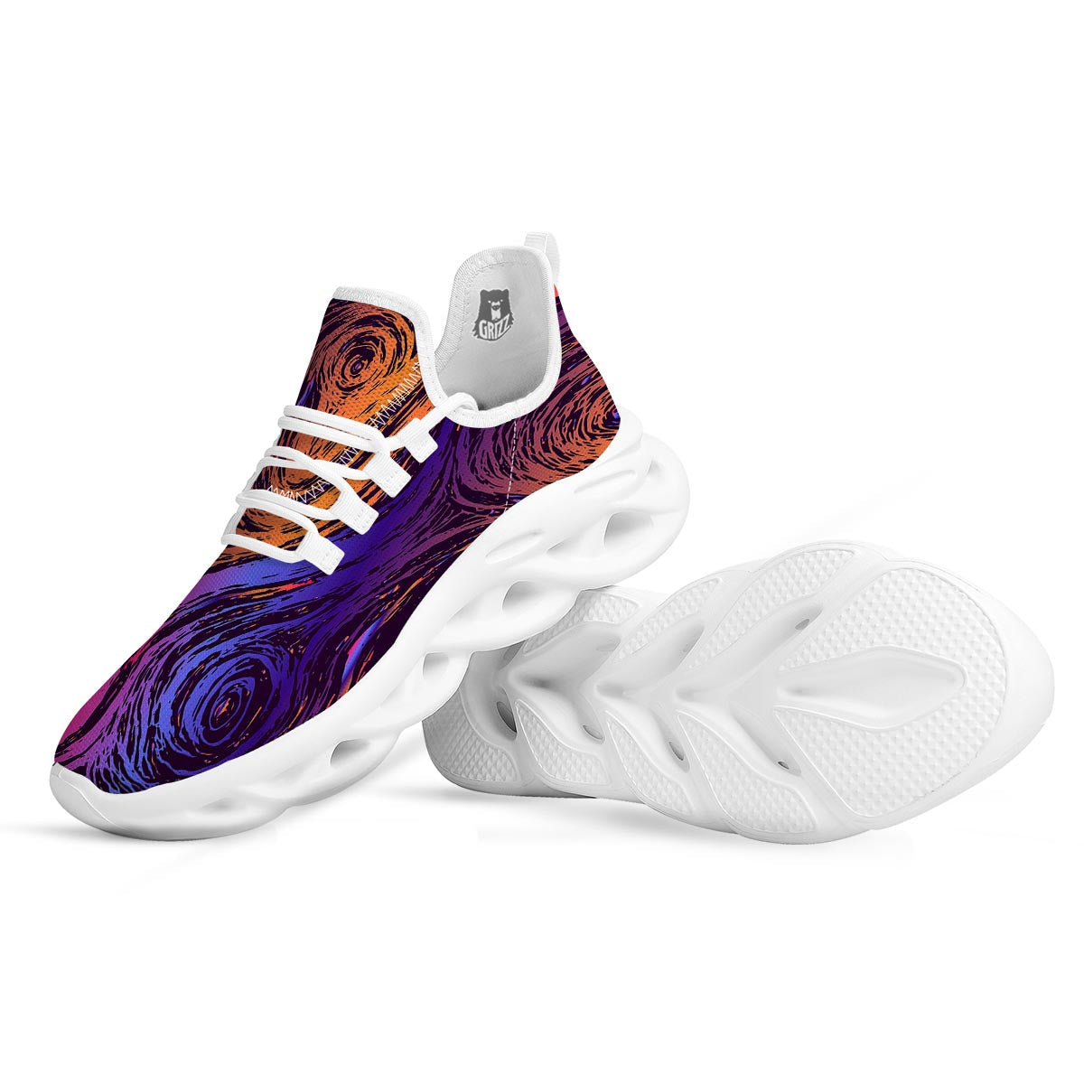 Psychedelic Abstract White Running Shoes-grizzshop
