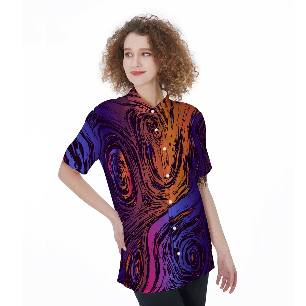 Psychedelic Abstract Women's Short Sleeve Shirts-grizzshop
