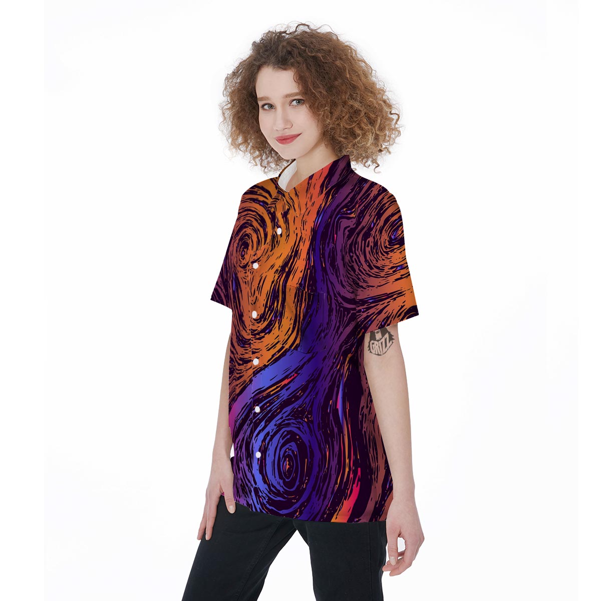 Psychedelic Abstract Women's Short Sleeve Shirts-grizzshop