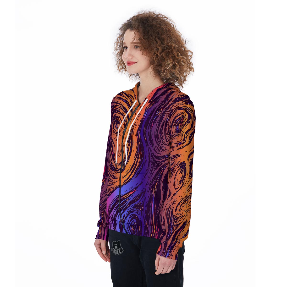 Psychedelic Abstract Women's Zip Up Hoodie-grizzshop